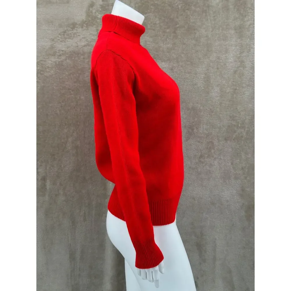 Vintage Yamaha‎ Sweater Womens Large Red Knit 100% Acrylic Turtleneck Nostalgia